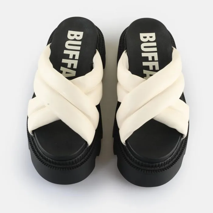 Shop Sandals and Slides BUFFALO Flora Cross Quilt Off White