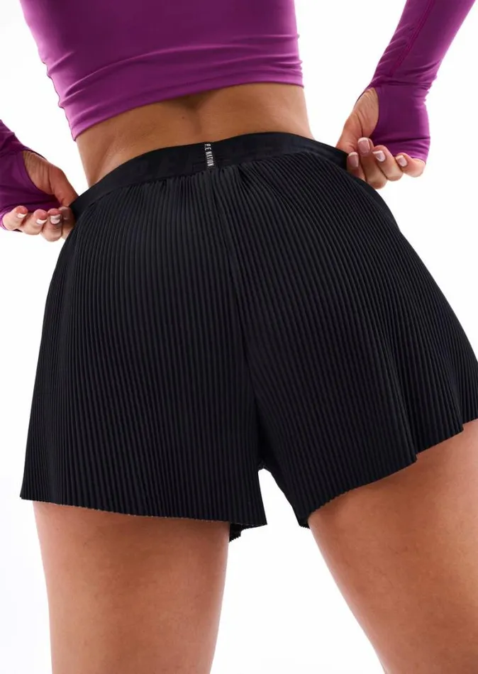 Shop VERTICAL PLEATED SHORT IN BLACK PE Nation Shorts