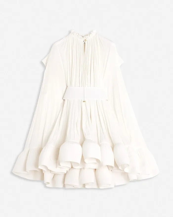 Short Charmeuse Dress Off White Women Lanvin Dresses