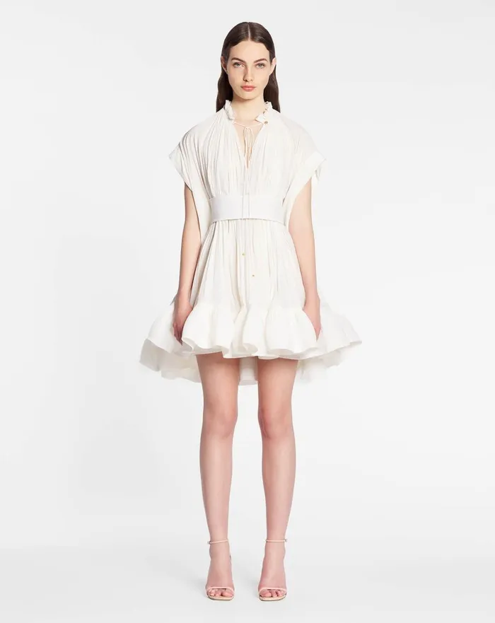 Short Charmeuse Dress Off White Women Lanvin Dresses