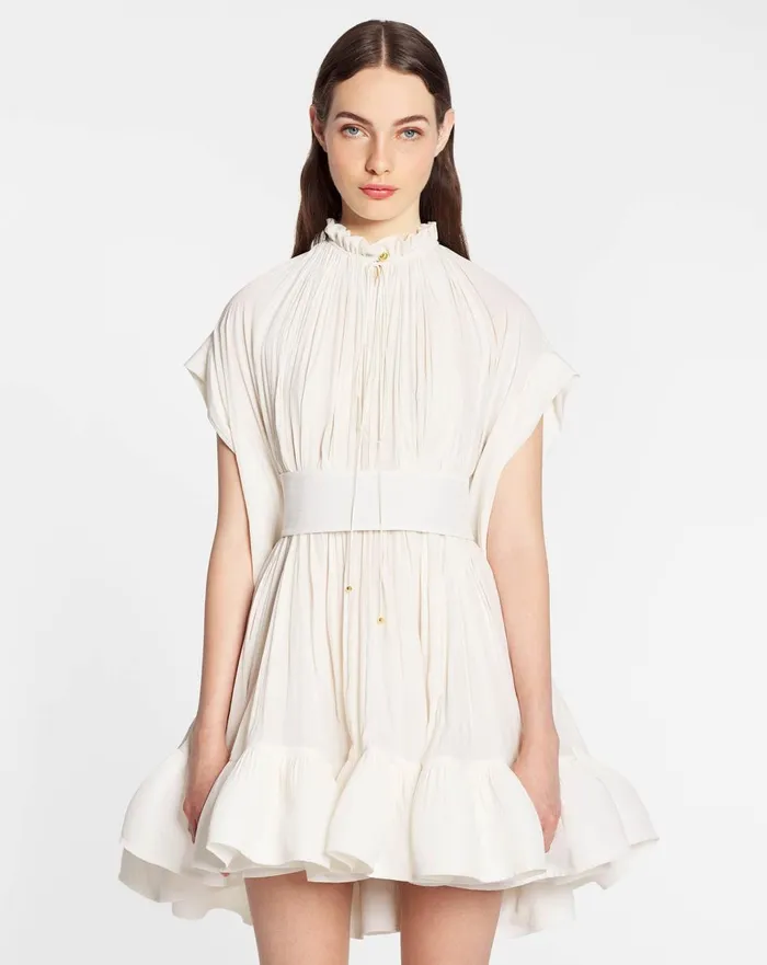 Short Charmeuse Dress Off White Women Lanvin Dresses