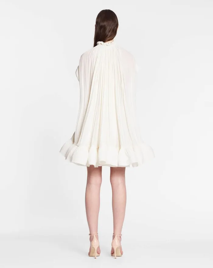 Short Charmeuse Dress Off White Women Lanvin Dresses