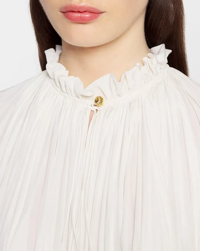 Short Charmeuse Dress Off White Women Lanvin Dresses