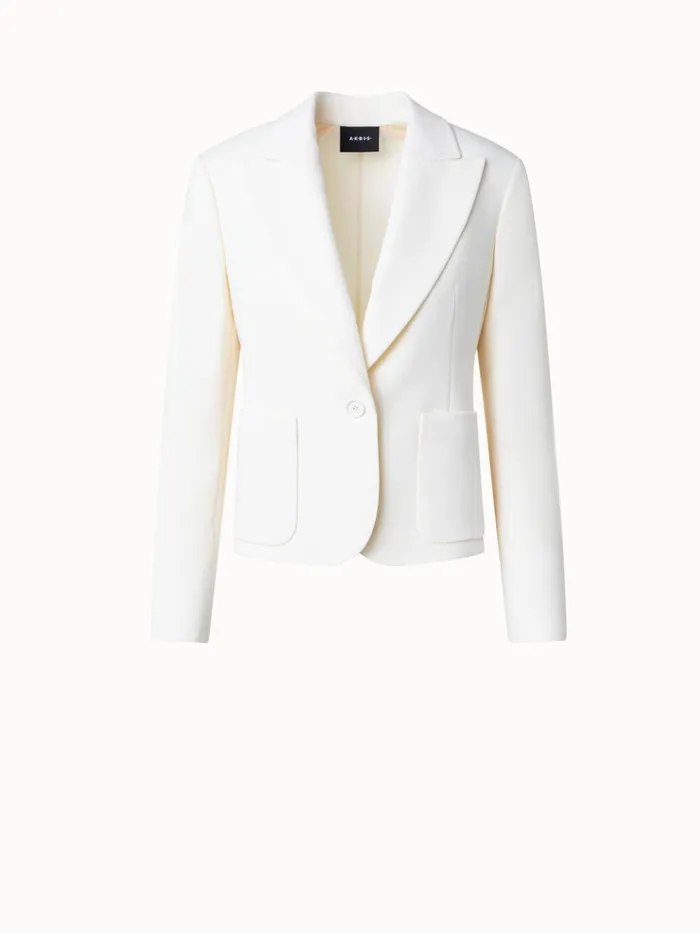 Short DoubleFace Jacket In Wool Stretch Ecru Women Akris Jackets