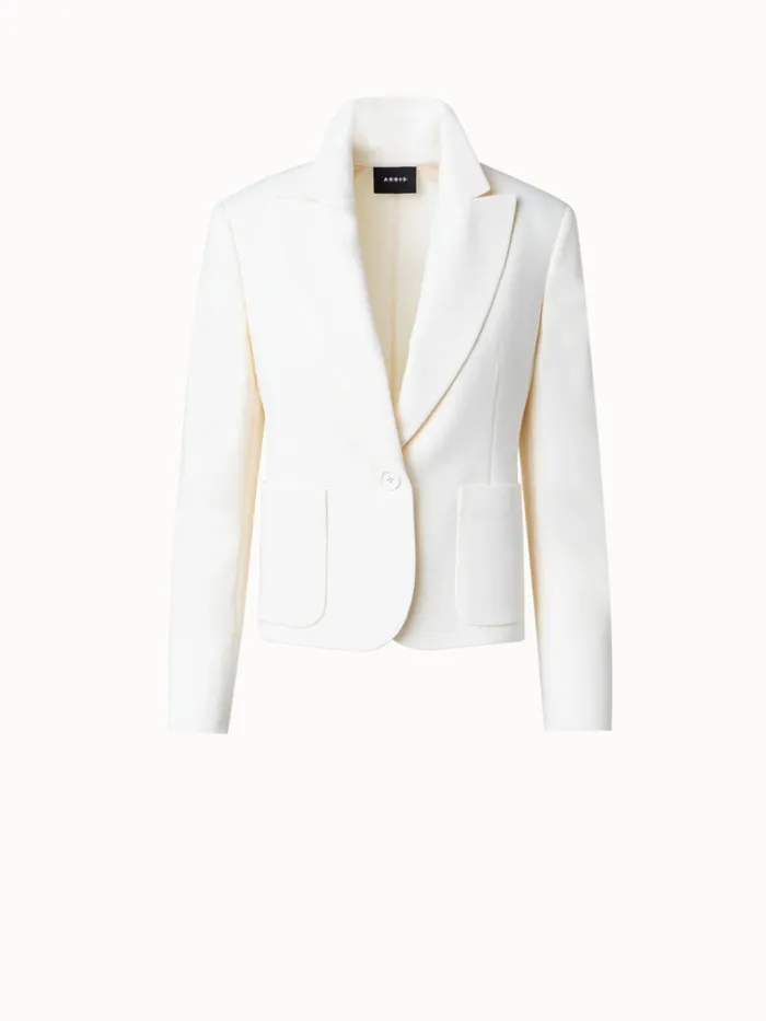 Short DoubleFace Jacket In Wool Stretch Ecru Women Akris Jackets