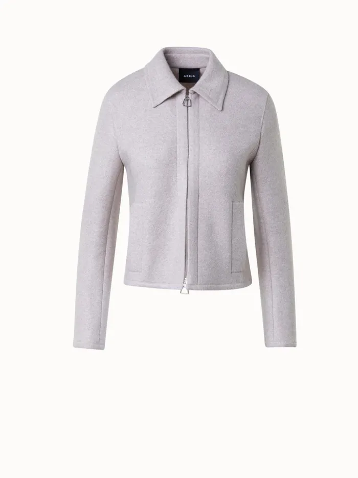 Short Jacket In 100 Cashmere Greige Women Akris Cashmere