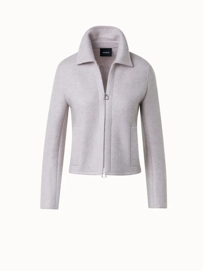Short Jacket In 100 Cashmere Greige Women Akris Cashmere