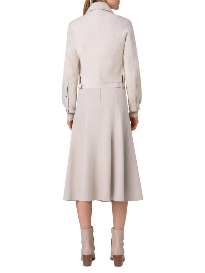 Short Shearling Leather Jacket Sand Women Akris Jackets
