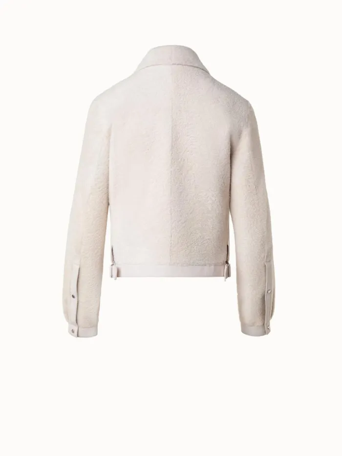 Short Shearling Leather Jacket Sand Women Akris Jackets