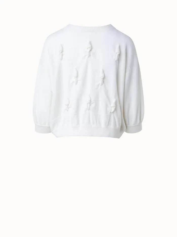 Short Sleeve 100 Cashmere Sweater With Knot Details Ecru Women Akris Knitwear