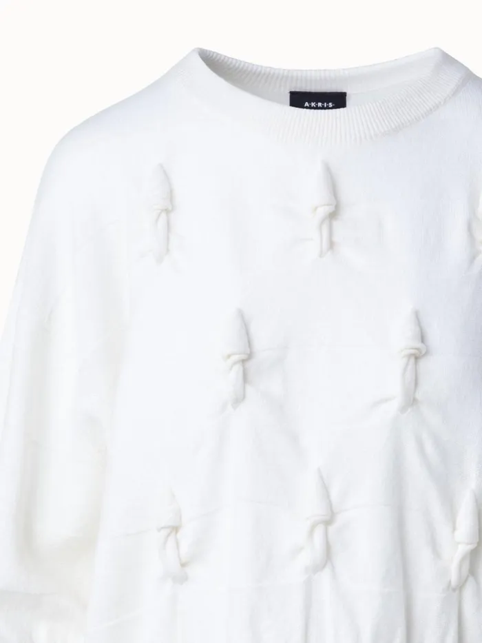 Short Sleeve 100 Cashmere Sweater With Knot Details Ecru Women Akris Knitwear