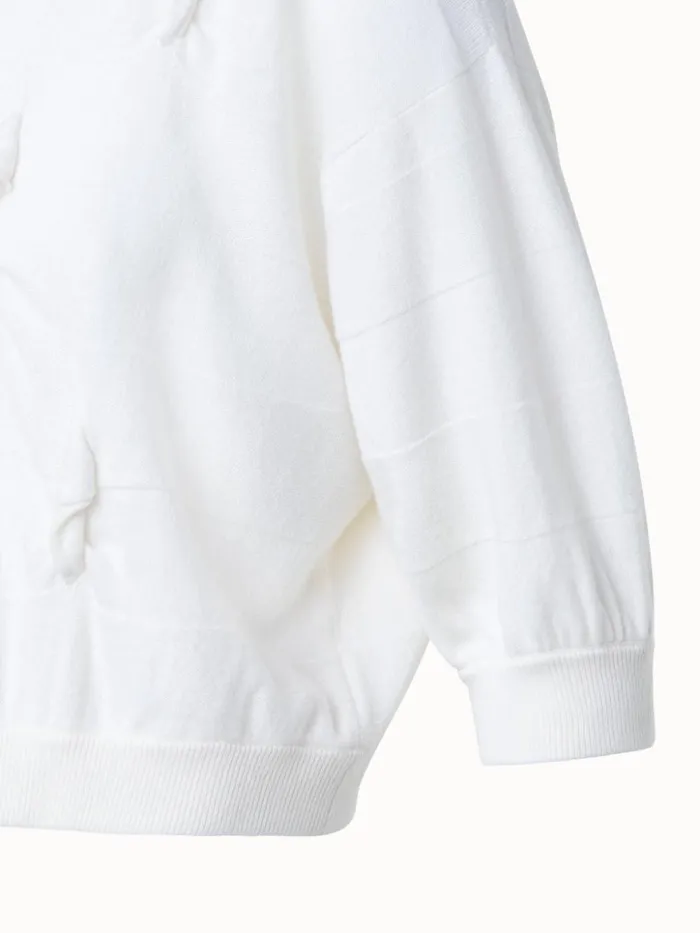 Short Sleeve 100 Cashmere Sweater With Knot Details Ecru Women Akris Knitwear