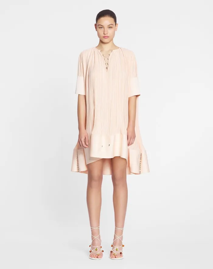 Shortsleeved Pleated Dress Abricotine Women Lanvin Dresses Shortsleeved Pleated Dress Abricotine Women Lanvin Dresses