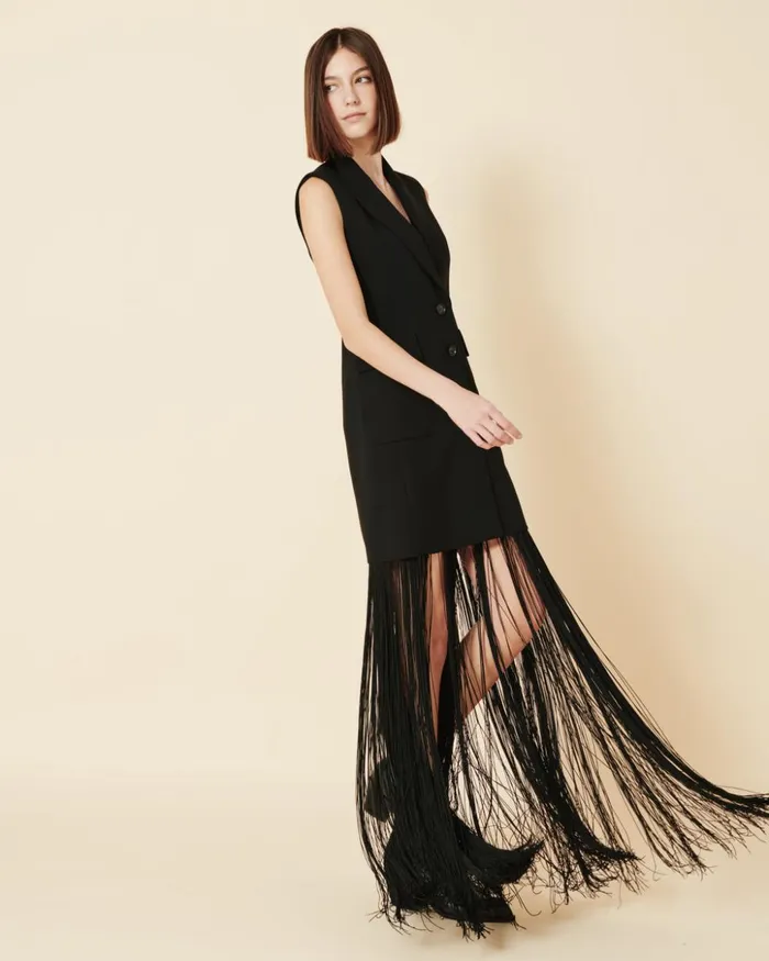 Short Tuxedo Dress In Wool DoubleFace Black Women Akris Dresses