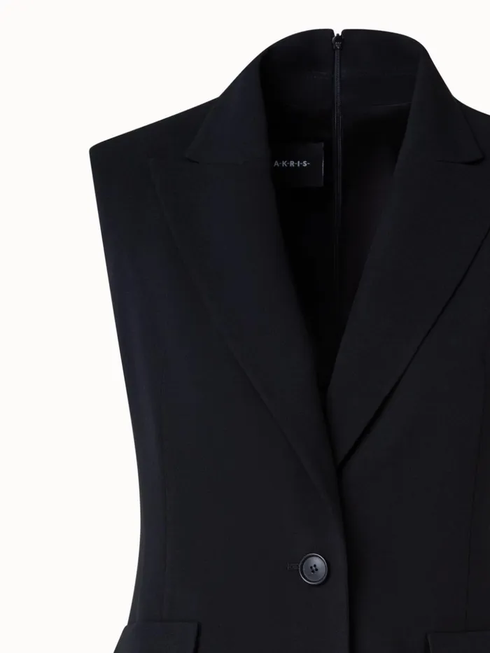 Short Tuxedo Dress In Wool DoubleFace Black Women Akris Dresses