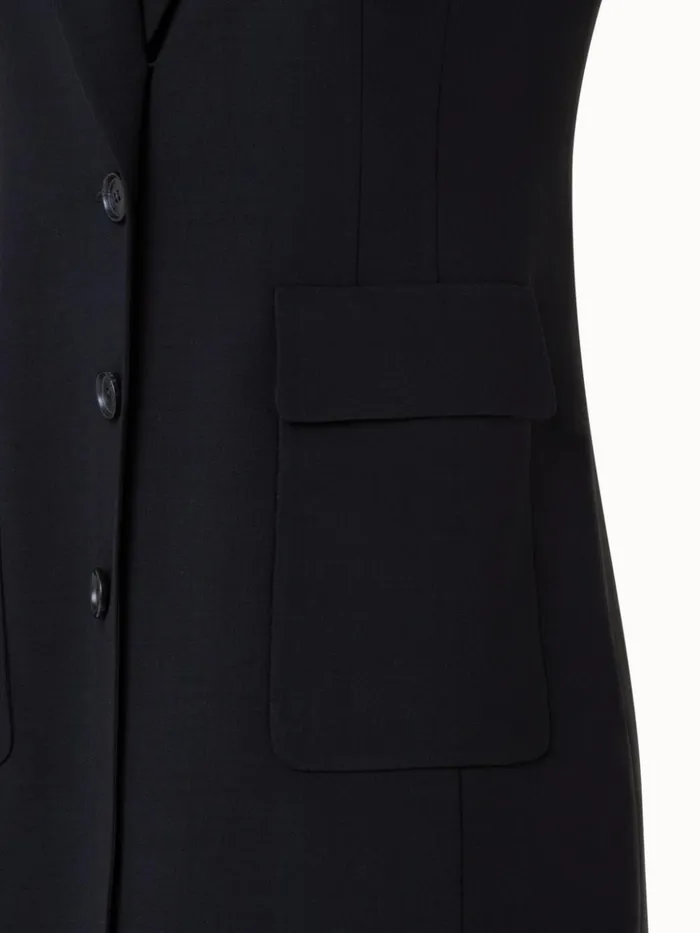 Short Tuxedo Dress In Wool DoubleFace Black Women Akris Dresses