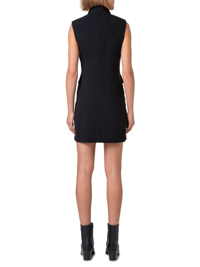 Short Tuxedo Dress In Wool DoubleFace Black Women Akris Dresses