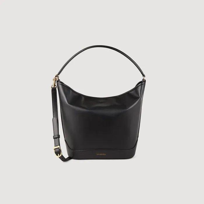 Shoulder Bags WomenMen SANDRO Leather Bucket Bag TANGOSO Black