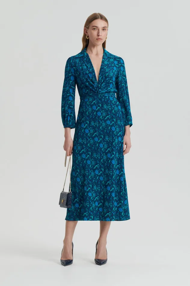 SILK BOTANICAL DRESS NAVY Women Dresses Scanlan Theodore