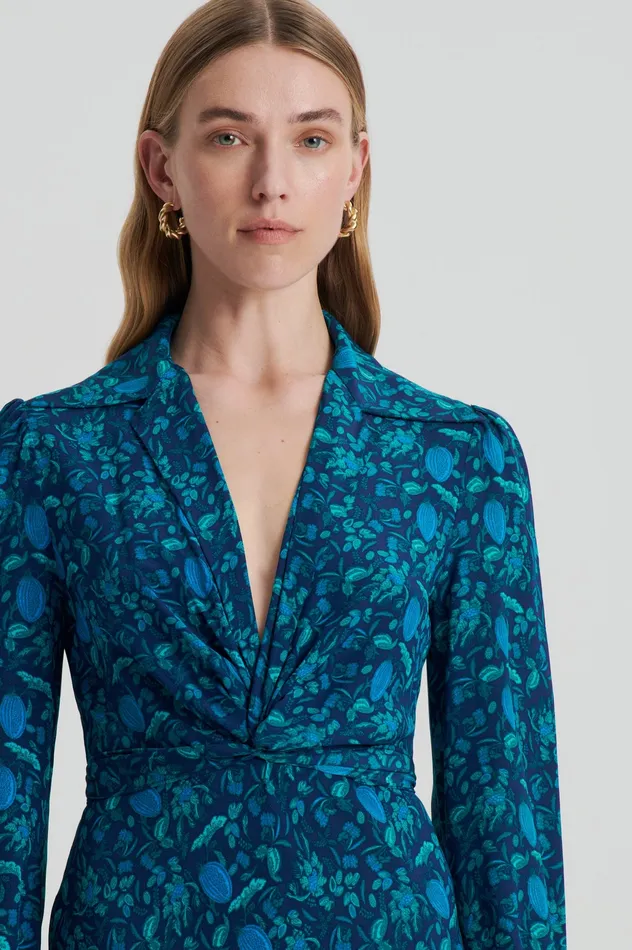 SILK BOTANICAL DRESS NAVY Women Dresses Scanlan Theodore