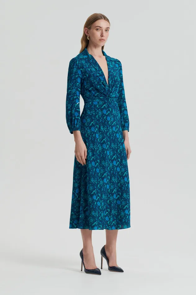 SILK BOTANICAL DRESS NAVY Women Dresses Scanlan Theodore