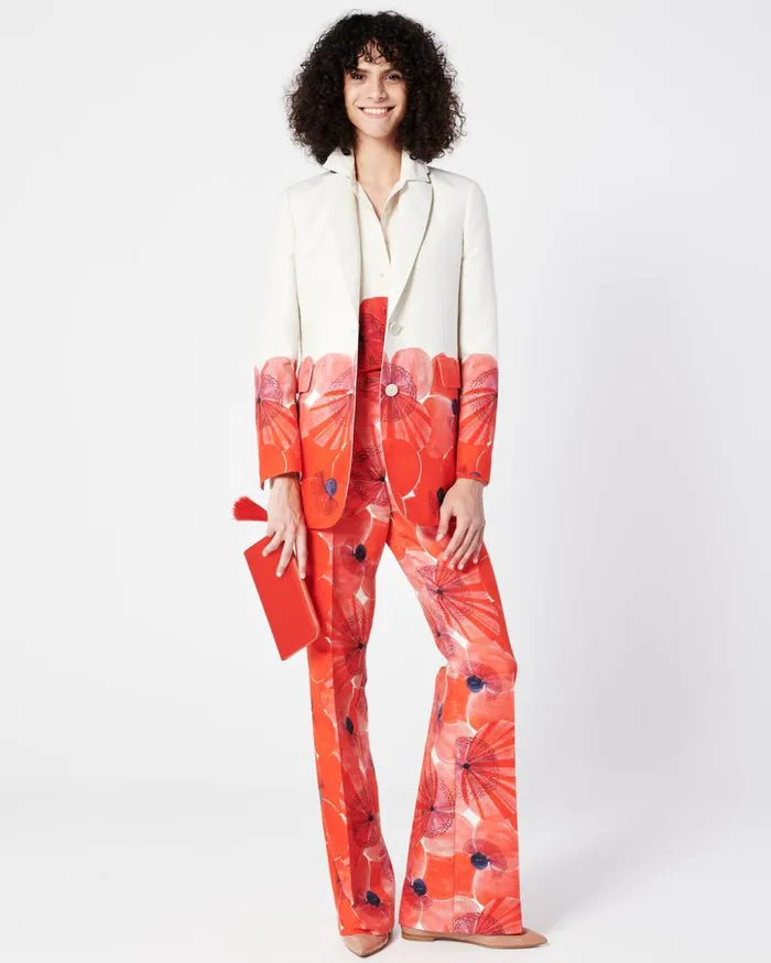 Silk Crpe Blouse Poppy Print Poppygreige Women Akris Blouses