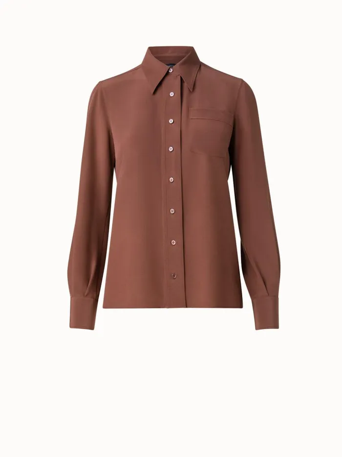 Silk Crpe Blouse Vicuna Women Akris Blouses