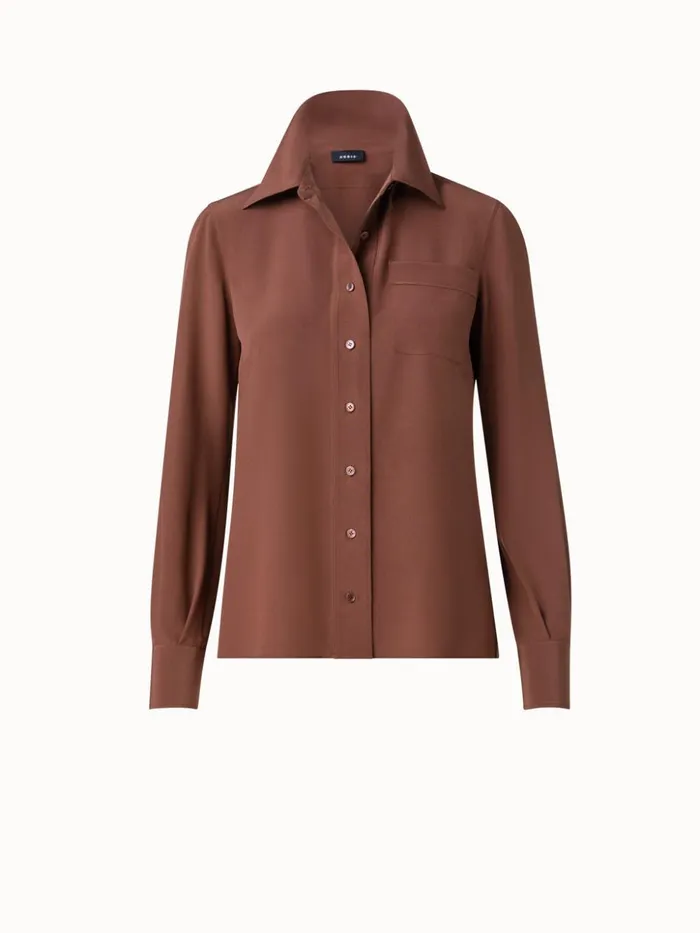Silk Crpe Blouse Vicuna Women Akris Blouses