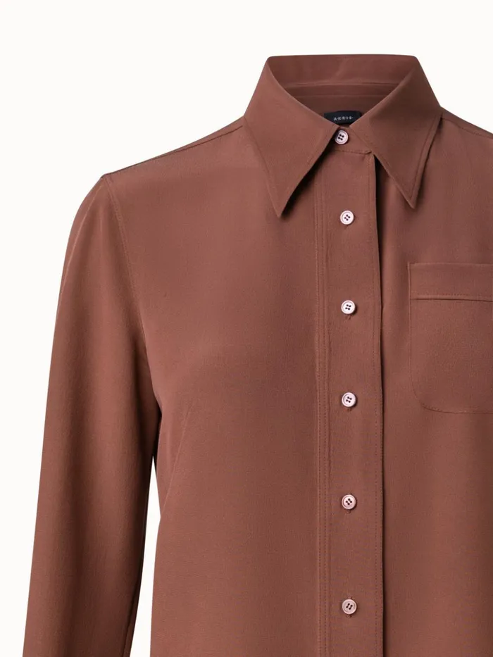 Silk Crpe Blouse Vicuna Women Akris Blouses