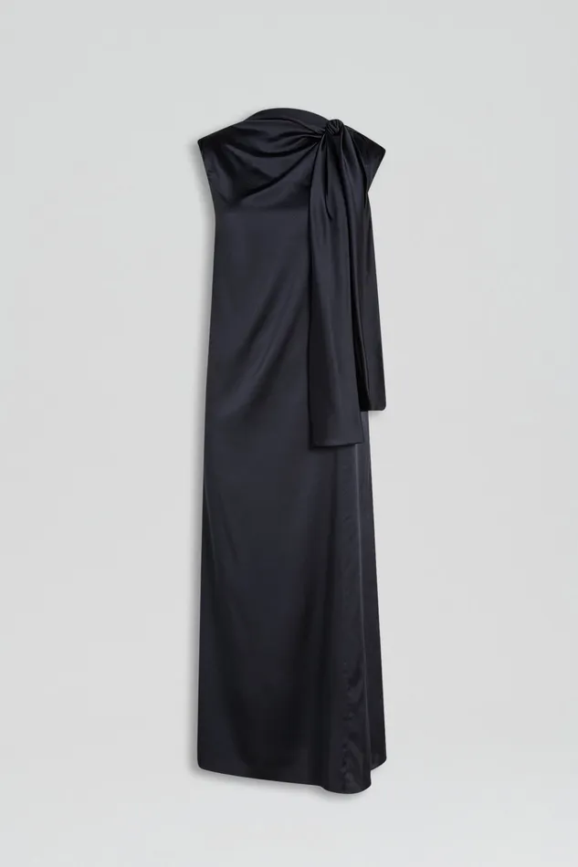 SILK CRAVAT DRESS NAVY Women Dresses Scanlan Theodore