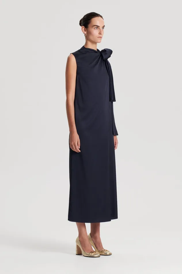 SILK CRAVAT DRESS NAVY Women Dresses Scanlan Theodore