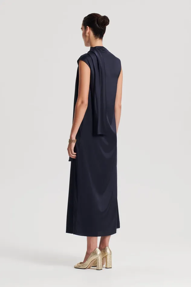 SILK CRAVAT DRESS NAVY Women Dresses Scanlan Theodore