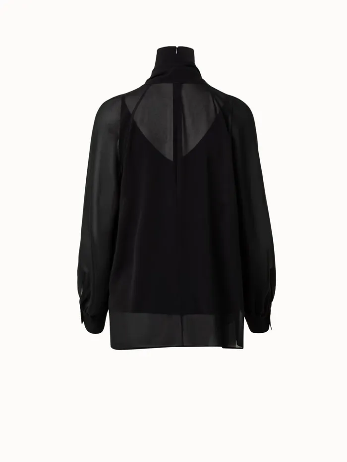 Silk Georgette Blouse Black Women Akris Blouses