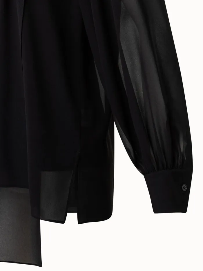 Silk Georgette Blouse Black Women Akris Blouses