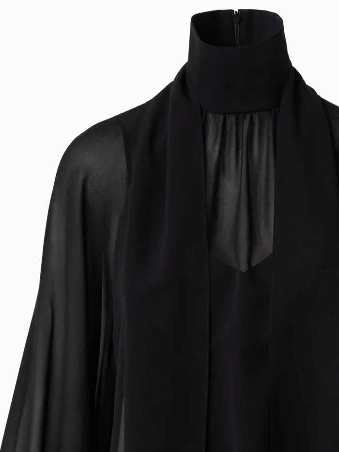 Silk Georgette Blouse Black Women Akris Blouses