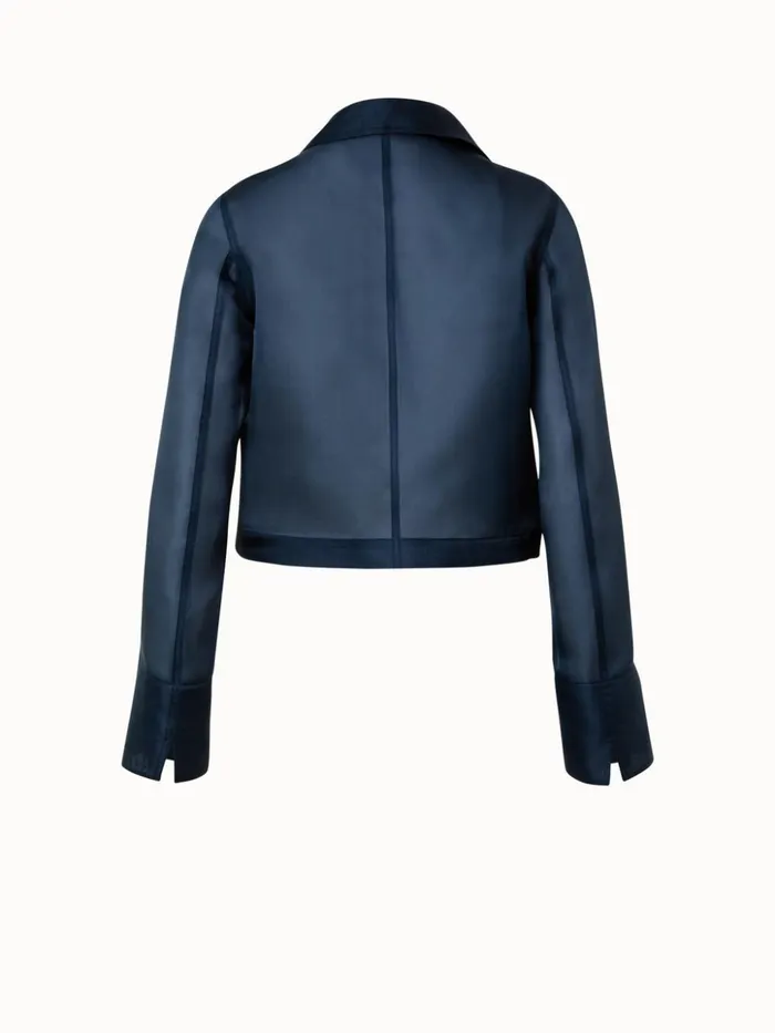 Silk Organza DoubleBreasted Short Jacket Navy Women Akris Jackets