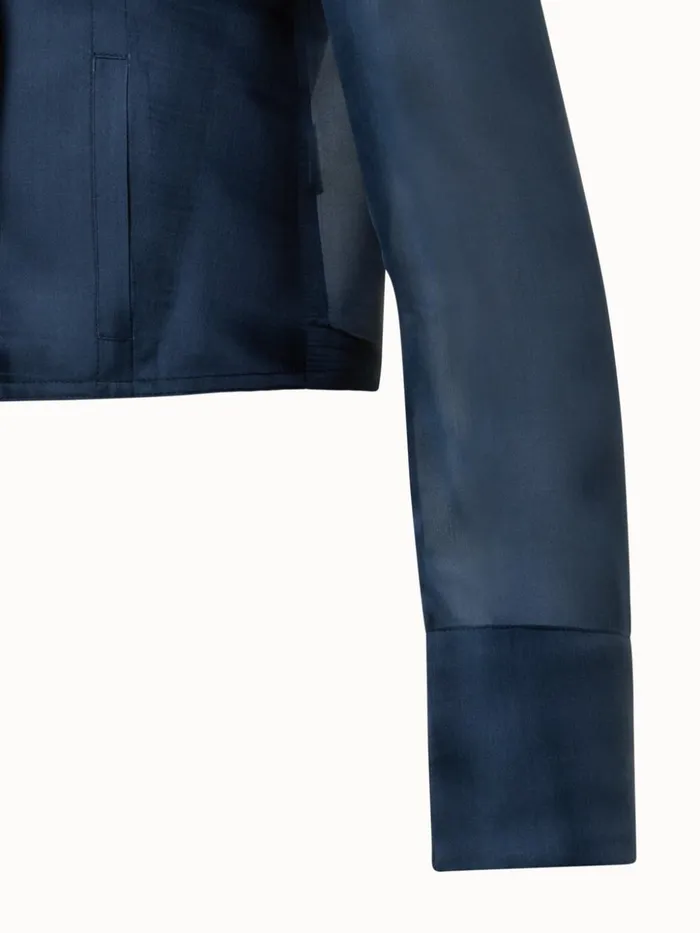 Silk Organza DoubleBreasted Short Jacket Navy Women Akris Jackets