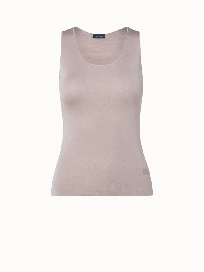 Silk Stretch Knit Tank Top Sand Women Akris Knitwear