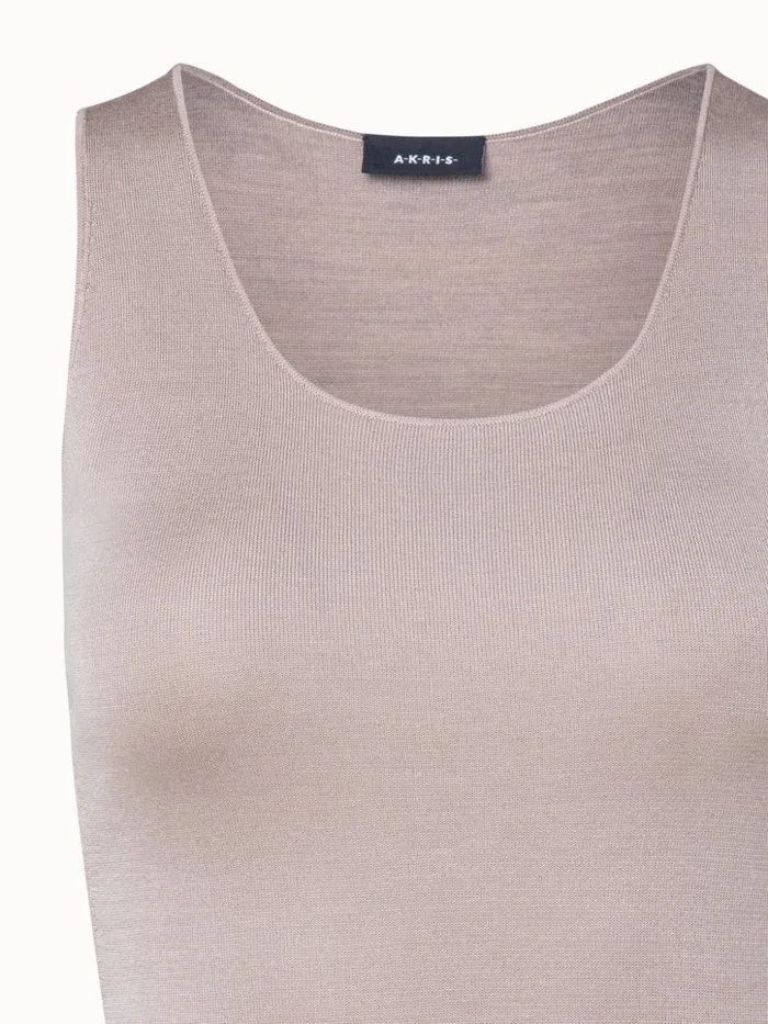 Silk Stretch Knit Tank Top Sand Women Akris Knitwear