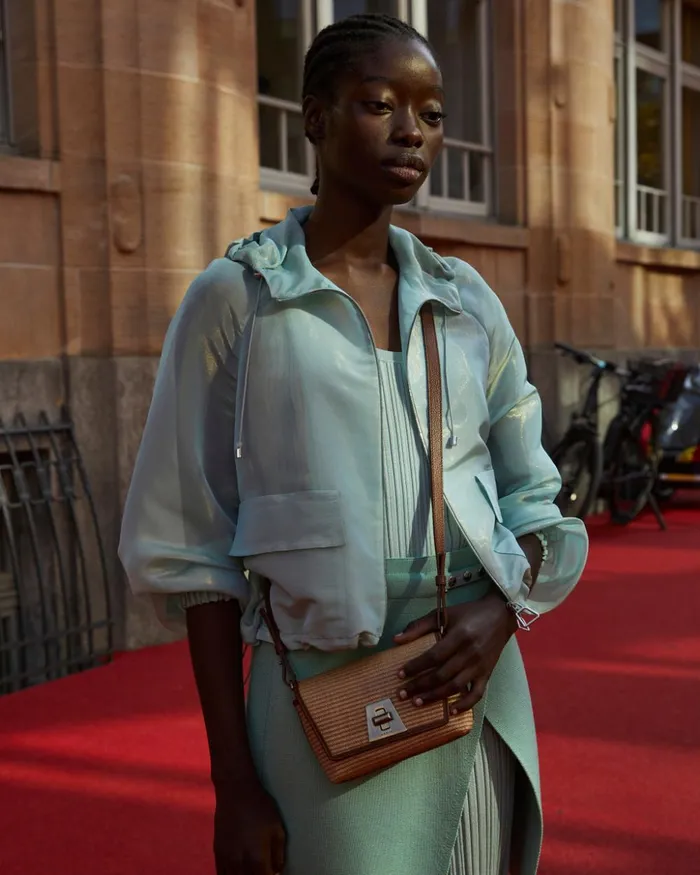 Silk Techno Iridescent Organza Blouson Jacket Mint Women Akris Jackets