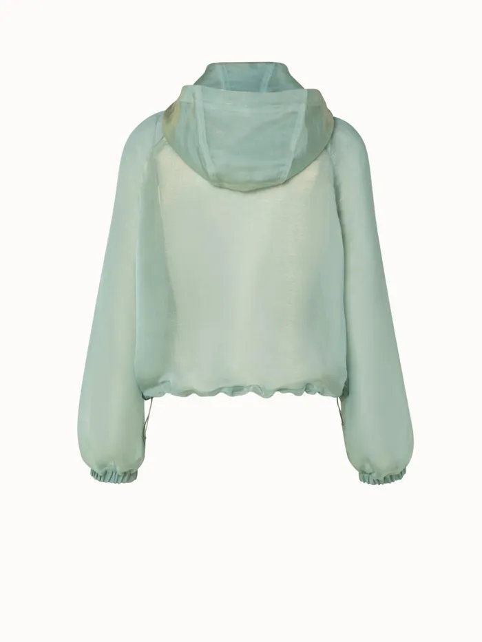 Silk Techno Iridescent Organza Blouson Jacket Mint Women Akris Jackets