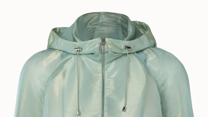 Silk Techno Iridescent Organza Blouson Jacket Mint Women Akris Jackets