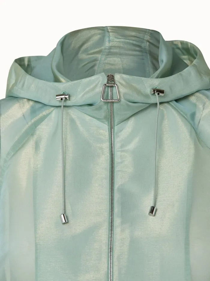 Silk Techno Iridescent Organza Blouson Jacket Mint Women Akris Jackets