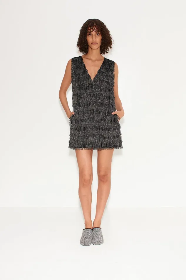 Simon Miller Dresses Fountain Fringe Dress In Black 8211 Women