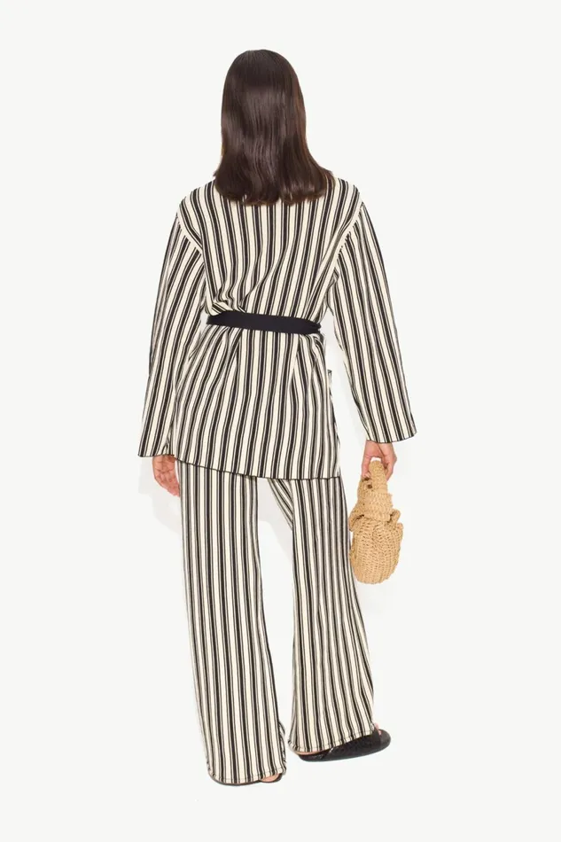 Simon Miller Sweaters Max Belted Knit Cardigan In BlackRice Flour Stripe 8211 Women