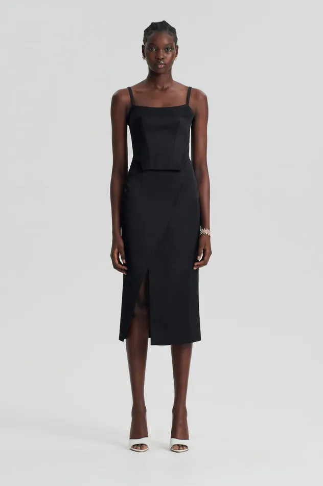 Skirts Scanlan Theodore Women SATIN WRAP SKIRT BLACK