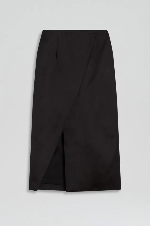Skirts Scanlan Theodore Women SATIN WRAP SKIRT BLACK