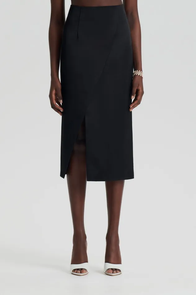 Skirts Scanlan Theodore Women SATIN WRAP SKIRT BLACK