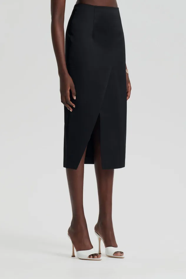Skirts Scanlan Theodore Women SATIN WRAP SKIRT BLACK