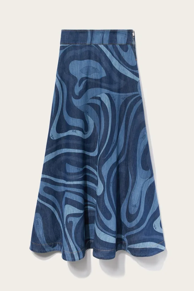 Skirts Women PUCCI MarmoPrint Denim Skirt